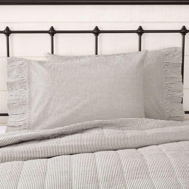 Hatteras Seersucker Blue Ticking Stripe Standard Pillow Case Set of 2 21x30 VHC Brands - The Fox Decor